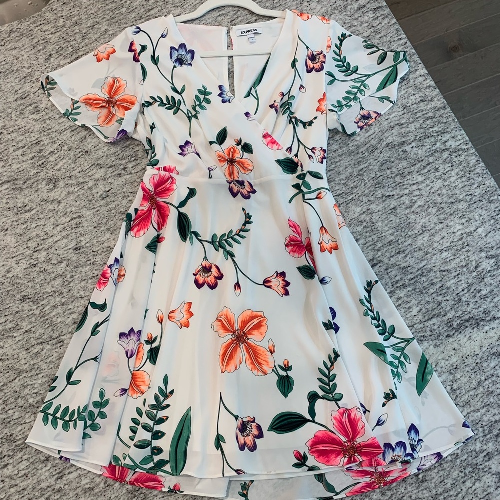 Express Floral Surplice Dress